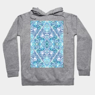 Blue and Teal Diamond Doodle Pattern Hoodie